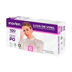 Luva de Vinil Descartável Sem Pó - Caixa com 100