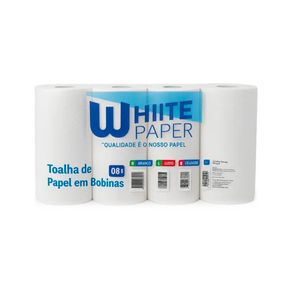 Papel Toalha em Bobina Branco - Fardo com 8 Rolos 20cm x 100m