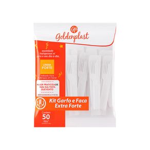 Kit Garfo e Faca Descartável Branco - Pacote com 50
